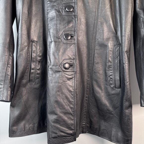 Fabiola Genuine Leather Black Vintage 70's Streetwear Style Jacket - Picture 5 of 6